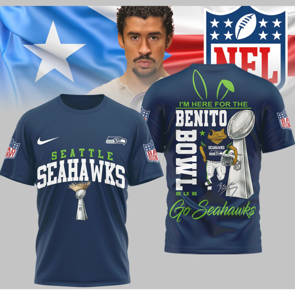 Seattle Seahawks Bad Bunny Benito Bowl Go Seahawks Football Trophy Graphic Fan T Shirt Seattle Seahawks Bad Bunny Benito Bowl Go Seahawks Football Trophy Graphic Fan T Shirt