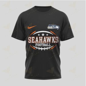 Seattle Seahawks Harley Davidson Skull Motorcycle Rider Football Fan Heritage Black T Shirt