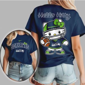 Seattle Seahawks Hello Kitty Mascot Shirt Kawaii Football Fan Apparel Vintage T Shirt