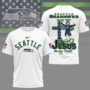Seattle Seahawks Jesus In My Heart Religious Christian Faith Football Fan T Shirt