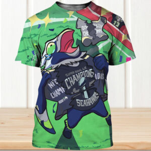 Seattle Seahawks NFC Champions Super Bowl LX Mascot Celebration Cartoon Shirt Seattle Seahawks NFC Champions Super Bowl LX Mascot Celebration Cartoon Shirt