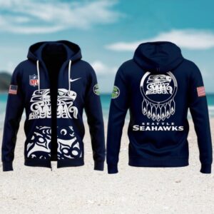 Seattle Seahawks Native American Style Zip Up Tribal NFL Hoodie