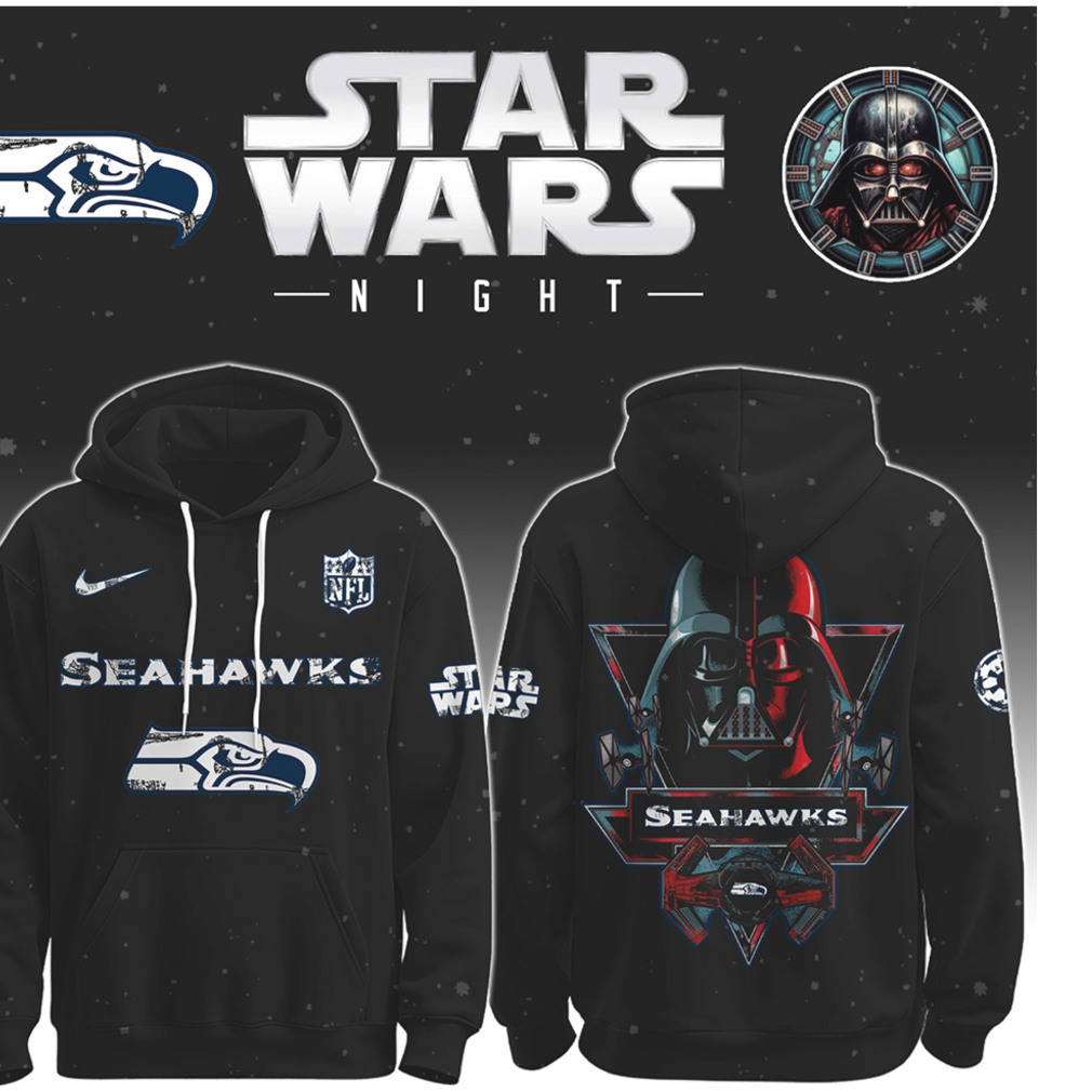 Seattle Seahawks Star Wars Night Darth Vader Graphic Game Day Hoodie Seattle Seahawks Star Wars Night Darth Vader Graphic Game Day Hoodie