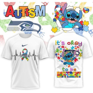 Seattle Seahawks Stitch Autism Awareness It’s Okay To Be Different Navy Football Shirt Seattle Seahawks Stitch Autism Awareness It’s Okay To Be Different Navy Football Shirt