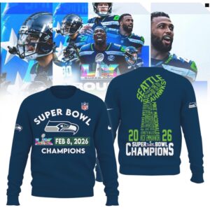 Seattle Seahawks Super Bowl 2026 Champions Graphic Logo Wordmark Fan T Shirt Seattle Seahawks Super Bowl 2026 Champions Graphic Logo Wordmark Fan T Shirt