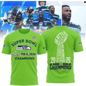 Seattle Seahawks Super Bowl 2026 Champions Graphic Logo Wordmark Fan T Shirt