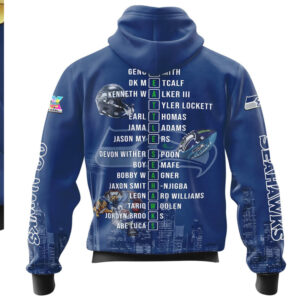 Seattle Seahawks Super Bowl Champions Full Roster Name List Graphic Hoodie