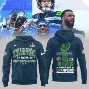 Seattle Seahawks Super Bowl LIX Champions 2026 Roster Name Wordmark Hoodie