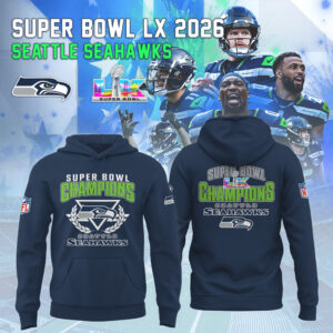 Seattle Seahawks Super Bowl LX 2026 Champions Navy Graphic T Shirt