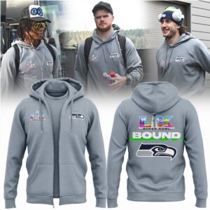 Seattle Seahawks Super Bowl LX Bound Heather Grey Full Zip Performance Travel Hoodie