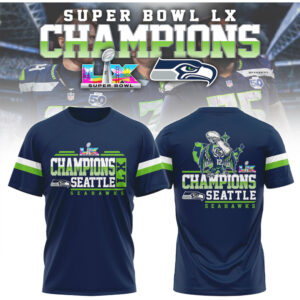 Seattle Seahawks Super Bowl LX Champions 2026 Action Graphic Hoodie