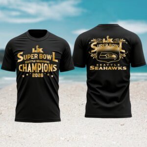 Seattle Seahawks Super Bowl LX Champions 2026 Gold Foil Gift Idea T Shirt