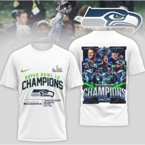 Seattle Seahawks Super Bowl LX Champions 2026 Team Roster Celebration Graphic T Shirt