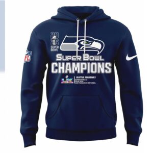 Seattle Seahawks Super Bowl LX Champions 2026 Trophy History Hoodie Seattle Seahawks Super Bowl LX Champions 2026 Trophy History Hoodie