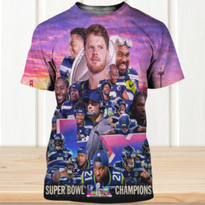 Seattle Seahawks Super Bowl LX Champions All Over Print Collage Fan Shirt Seattle Seahawks Super Bowl LX Champions All Over Print Collage Fan Shirt