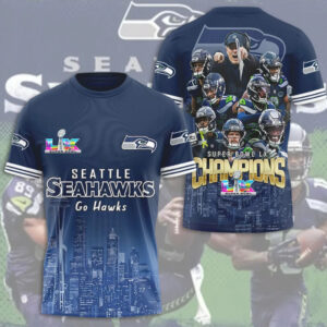 Seattle Seahawks Super Bowl LX Champions City Skyline Team Celebration Hoodie