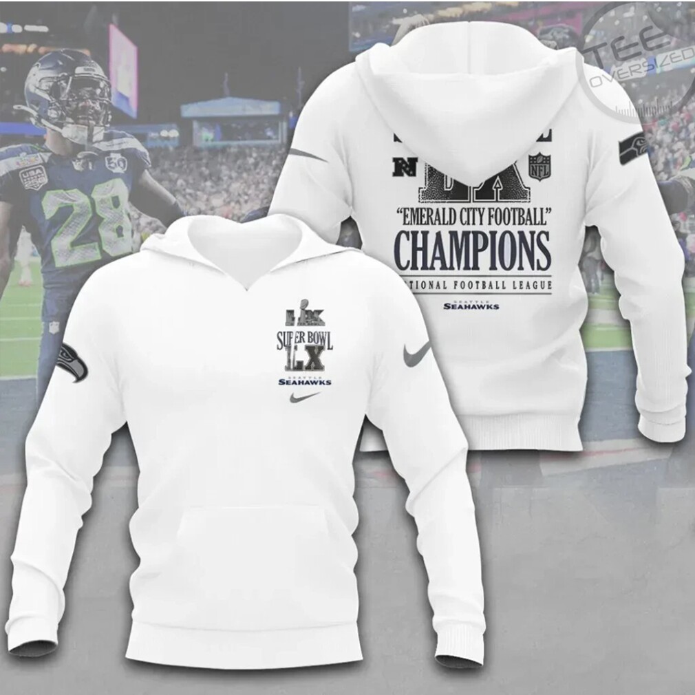 Seattle Seahawks Super Bowl LX Champions Emerald City Football Graphic T Shirt Seattle Seahawks Super Bowl LX Champions Emerald City Football Graphic T Shirt