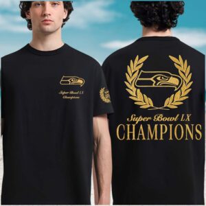 Seattle Seahawks Super Bowl LX Champions Gold Laurel Minimalist Fan Shirt