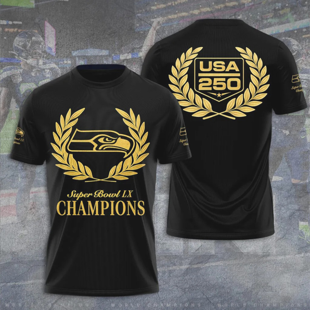 Seattle Seahawks Super Bowl LX Champions Gold Laurel Wreath Black Graphic Fan Hoodie Seattle Seahawks Super Bowl LX Champions Gold Laurel Wreath Black Graphic Fan Hoodie