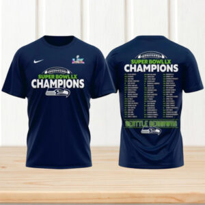 Seattle Seahawks Super Bowl LX Champions Navy Roster Pro Football Victory Shirt Seattle Seahawks Super Bowl LX Champions Navy Roster Pro Football Victory Shirt