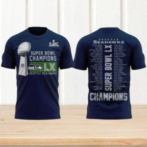 Seattle Seahawks Super Bowl LX Champions Navy Roster Shirt Official Team Shirt Seattle Seahawks Super Bowl LX Champions Navy Roster Shirt Official Team Shirt