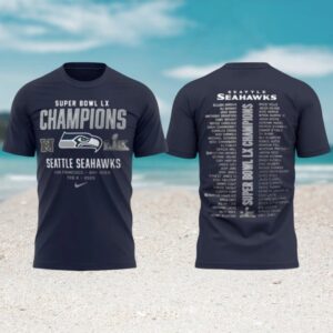 Seattle Seahawks Super Bowl LX Champions Navy San Francisco Bay Area Victory Shirt