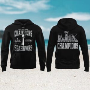 Seattle Seahawks Super Bowl LX Champions Silver Foil Graphic Football Hoodie Seattle Seahawks Super Bowl LX Champions Silver Foil Graphic Football Hoodie