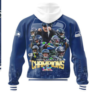 Seattle Seahawks Super Bowl LX Champions Skyline City Scenery Graphic Hoodie
