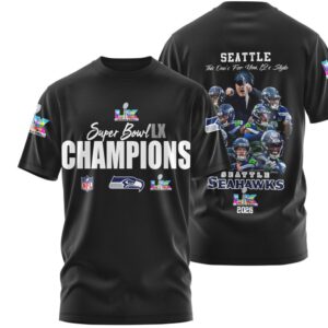 Seattle Seahawks Super Bowl LX Champions Team Celebration Roster Fan T Shirt