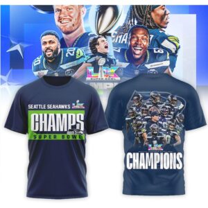 Seattle Seahawks Super Bowl LX Champions Team Celebration Roster T Shirt