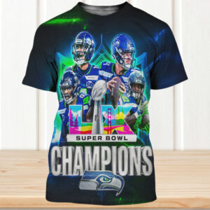 Seattle Seahawks Super Bowl LX Champions Trophy Bold Neon Sports Shirt Seattle Seahawks Super Bowl LX Champions Trophy Bold Neon Sports Shirt