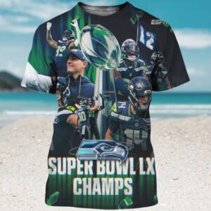 Seattle Seahawks Super Bowl LX Champions Vince Lombardi Trophy Celebration Shirt