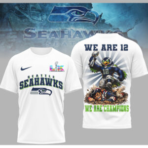 Seattle Seahawks Super Bowl LX Champions We Are 12 Victory Mascot T Shirt