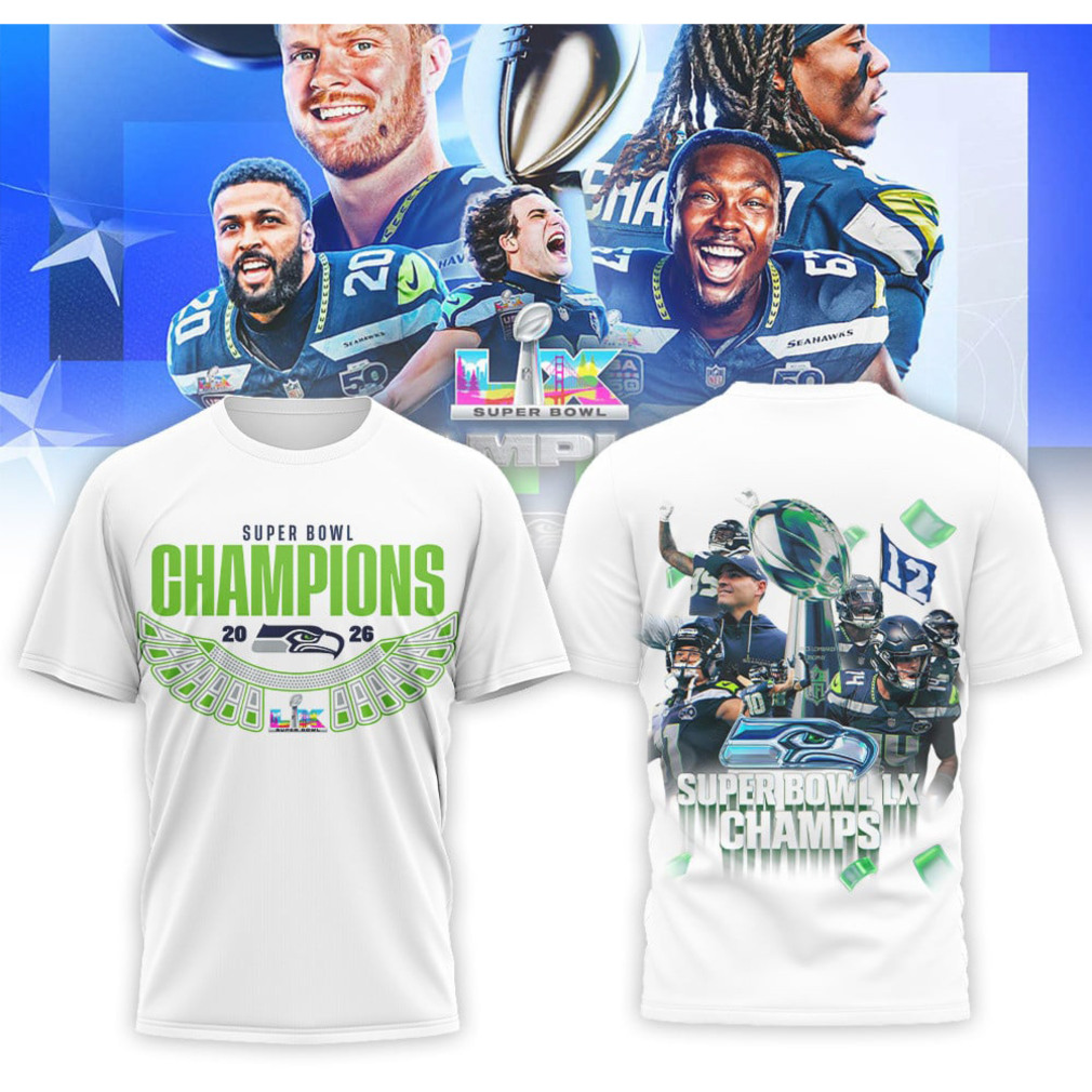 Seattle Seahawks Super Bowl LX Champions Wing Design Graphic Championship T Shirt Seattle Seahawks Super Bowl LX Champions Wing Design Graphic Championship T Shirt