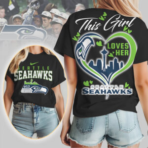 Seattle Seahawks This Girl Loves Her Seahawks 12 Fan Heart Graphic T Shirt