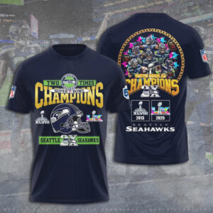 Seattle Seahawks Two Times Super Bowl Champions Vintage Helmet Hoodie