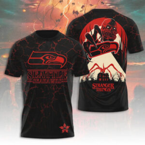 Seattle Seahawks x Stranger Things Upside Down Demogorgon Mashup Fan Graphic Hoodie