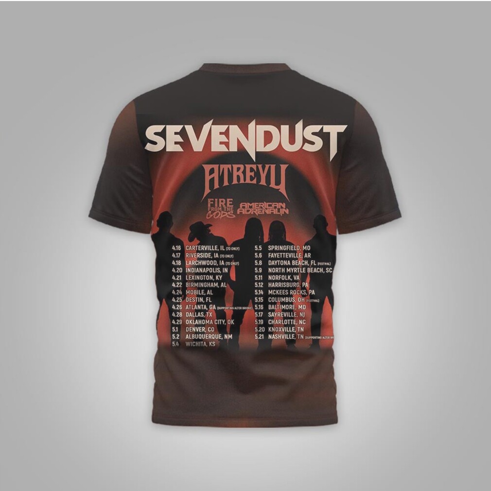 Sevendust Atreyu Fire From The Gods 2026 World Tour Concert tshirt Sevendust Atreyu Fire From The Gods 2026 World Tour Concert tshirt