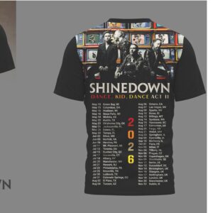 Shinedown Dance, Kid, Dance Act II 2026 Tour Dates Black Graphic T Shirt