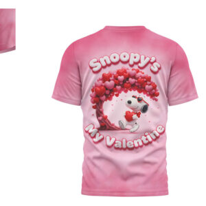 Snoopy My Valentine Pink Tie Dye Graphic Shirt Cute Peanuts Hearts Holiday Apparel