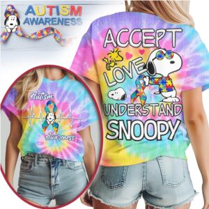 Snoopy Peanuts Autism Awareness Accept Love Understand Puzzle Piece Heart Tie Dye Shirt Snoopy Peanuts Autism Awareness Accept Love Understand Puzzle Piece Heart Tie Dye Shirt