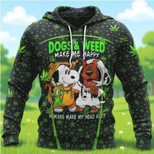 Snoopy Scooby Doo Dogs and Weed Hoodie Funny Cartoon 420 Marijuana Sweat tshirt