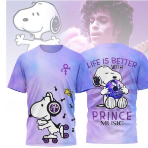 Snoopy x Prince Purple Rain Life Is Better With Music Roller Skating Shirt Snoopy x Prince Purple Rain Life Is Better With Music Roller Skating Shirt