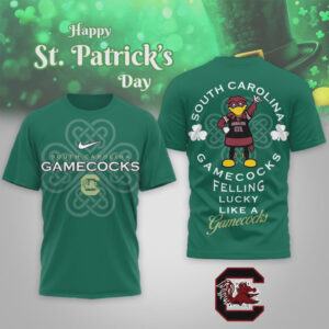 South Carolina Gamecocks St. Patrick's Day Lucky Cocky Mascot Green Graphic T Shirt
