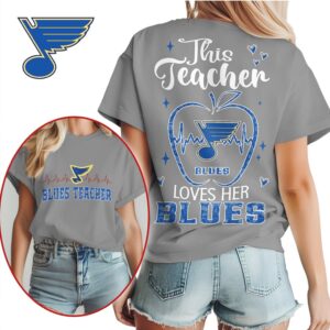 St. Louis Blues Teacher Apple Graphic T Shirt Hockey Fan Gift Shirt