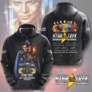 Star Trek 60th Anniversary 1966 2026 Original Series Space Backdrop Shirt