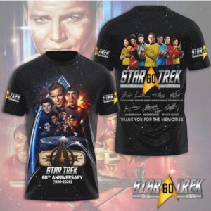 Star Trek 60th Anniversary 1966 2026 Original Series Space Backdrop Shirt