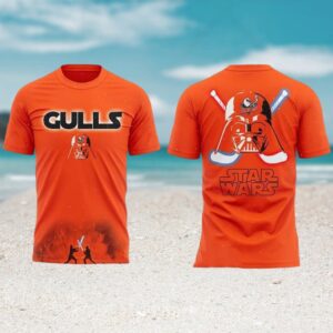 Star Wars Night Gulls vs Reign Hockey Orange Graphic Tee Limited Edition Shirt