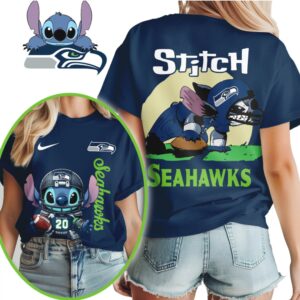 Stitch Football Player Seattle Seahawks Disney Mashup Graphic For Cute Fans T Shirt
