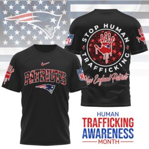 Stop Human Trafficking Awareness Month New England Patriots Red Hand Graphic T Shirt